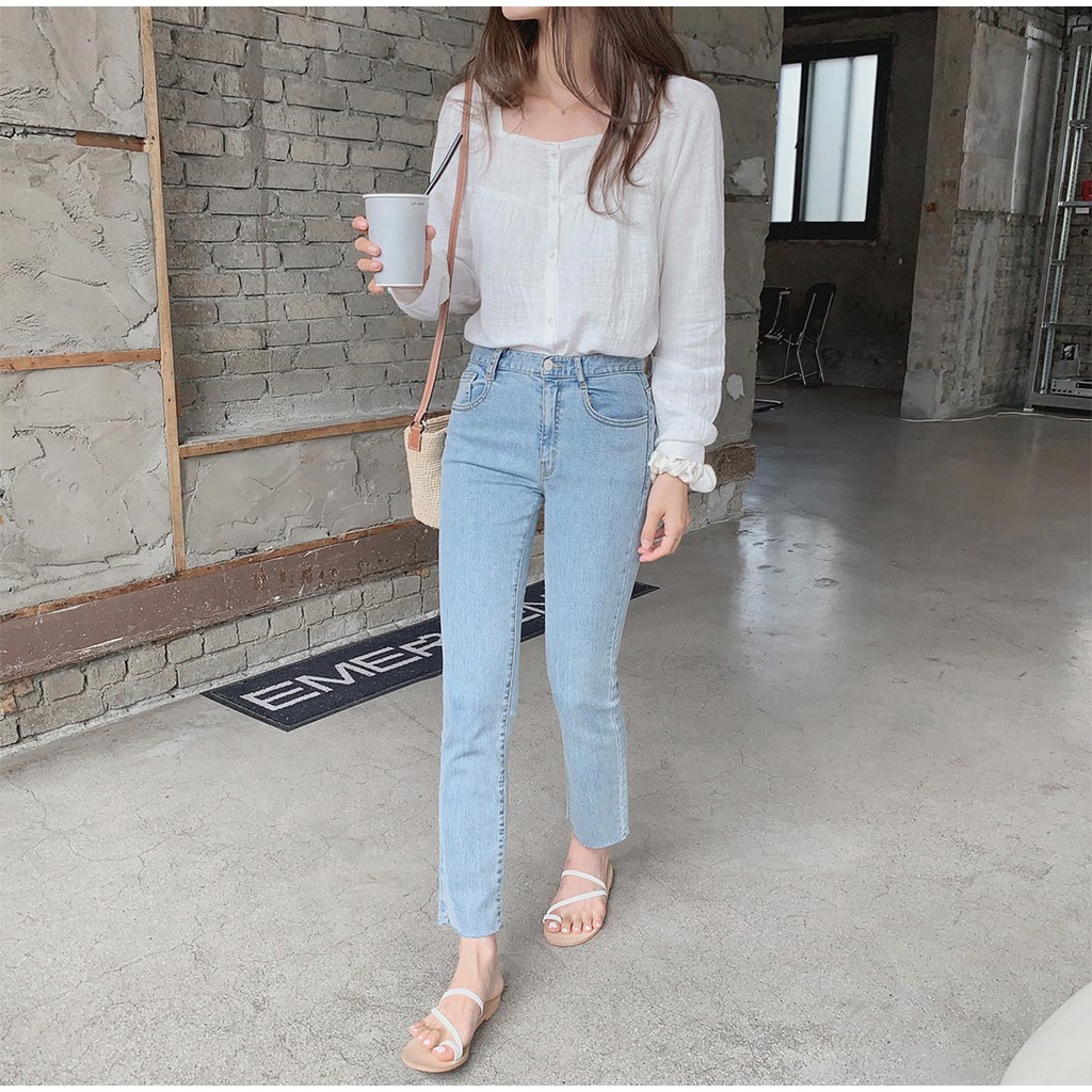 Áo Sơ Mi Tay Dài Màu Trơn Kiểu Hàn Quốc Đơn Giản Dễ Phối Đồ 35890