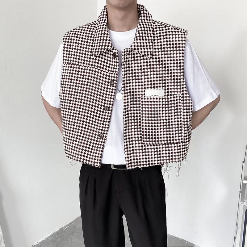 Áo Khoác Sát Nách Kẻ Sọc Caro Cổ Điển Phong Cách Hàn Quốc Thời Trang Cho Nam áo vest nam hàn quốc