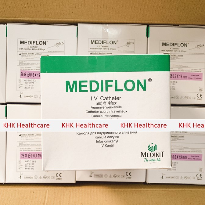 Hộp 100 Kim luồn tĩnh mạch Mediflon 26G (Ấn Độ) dành cho trẻ em, trẻ sơ sinh DATE 2027