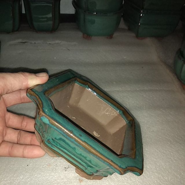 Chậu bonsai mini chữ nhật, chậu gốm sứ N01