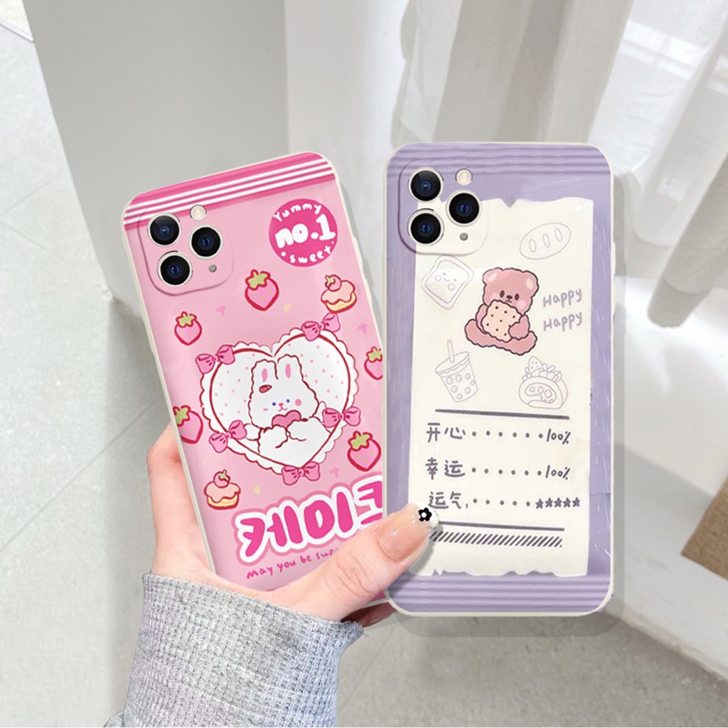 Ốp lưng iphone vỏ kẹo nền bóng thỏ dâu gấu tím no1 6/6splus/7/7plus/8/8plus/x/xr/xs/11/12/13/14/pro/max/plus/promax