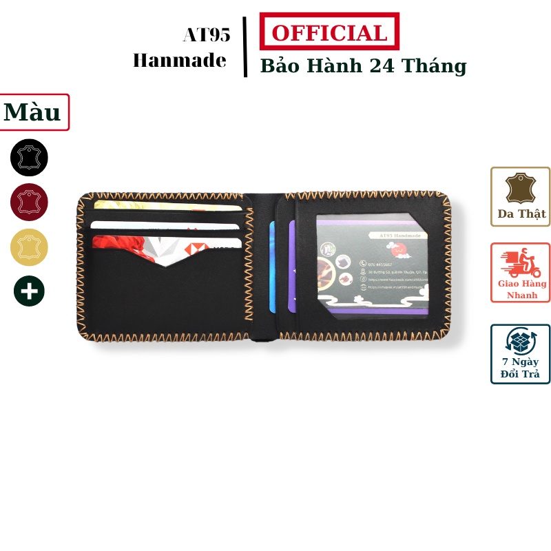 Ví ngang Vuitto da bò thật hàng thủ công thương hiệu W