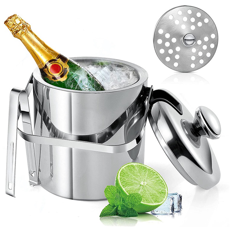Xô Đựng Đá Có Nắp Bằng Thép Không Gỉ 1.3 Lít Cách Nhiệt