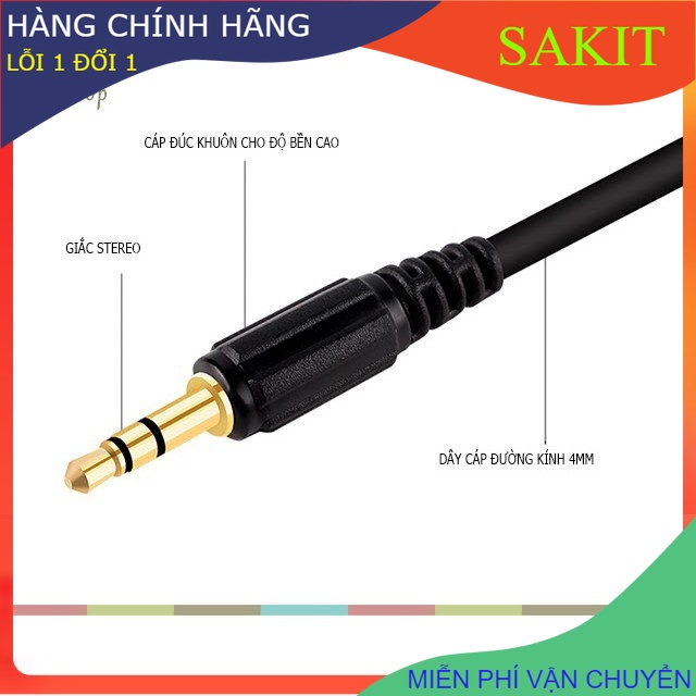 Cáp chuyển - Jack chuyển từ điện thoại ra loa - audio 2 đầu 3.5 mm .