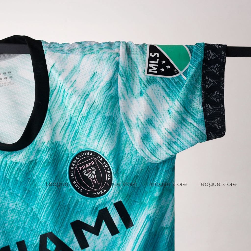 Bộ quần áo thể thao nam Miami - mẫu áo quần bóng đá màu xanh ngọc vải thoáng mát form âu Leaguestore