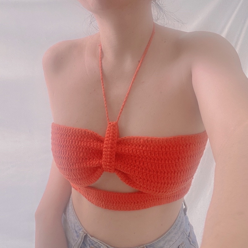 Áo croptop khoét ngực Kimie top handmade crochet