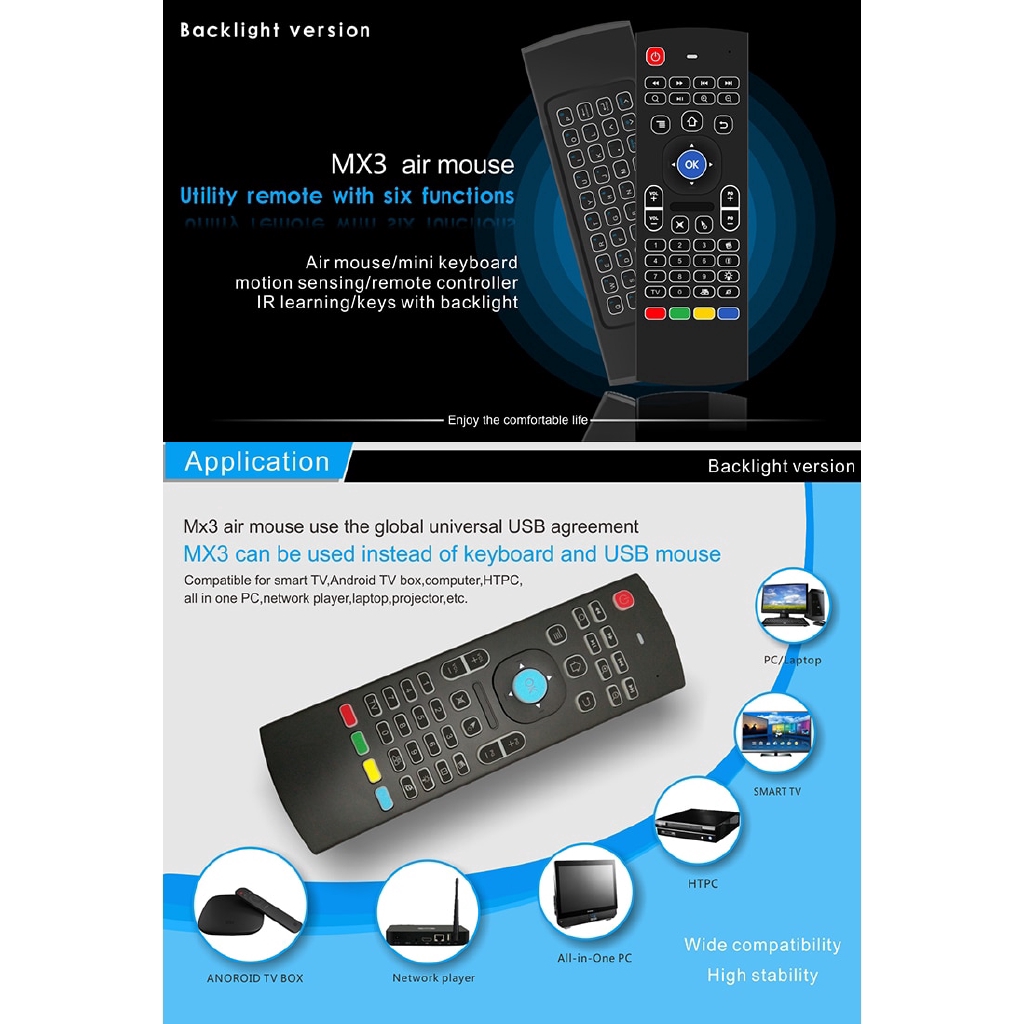 Wemitom  T3 Smart Voice Remote Control 2.4G RF Wireless Keyboard For X96 mini KM9 A95X H96 MAX Android TV Box