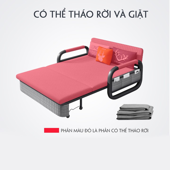 Ghế sofa giường, sofa bed cao cấp gấp gọn thành ghế sofa phòng khách, sofa khung thép chất lượng cao KT 1m36*2m03