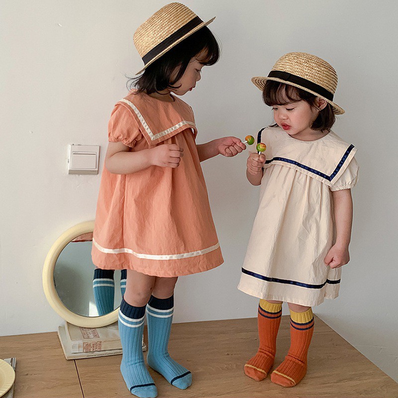 Đầm thủy thủ đáng yêu phong cách Hàn Quốc thời trang hè cho bé gái