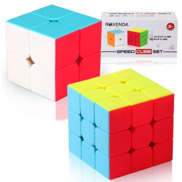 Hot Combo Rubik 2x2 + Rubik 3x3 - Combo 2 Rubik 23 Không Viền Nhựa Màu Tặng Đế Cao Cấp