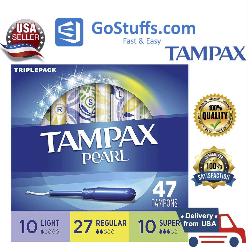 Băng vệ sinh dạng ống Tampons siêu thấm Tampax Pearl Light, Regular, Super 47 miếng