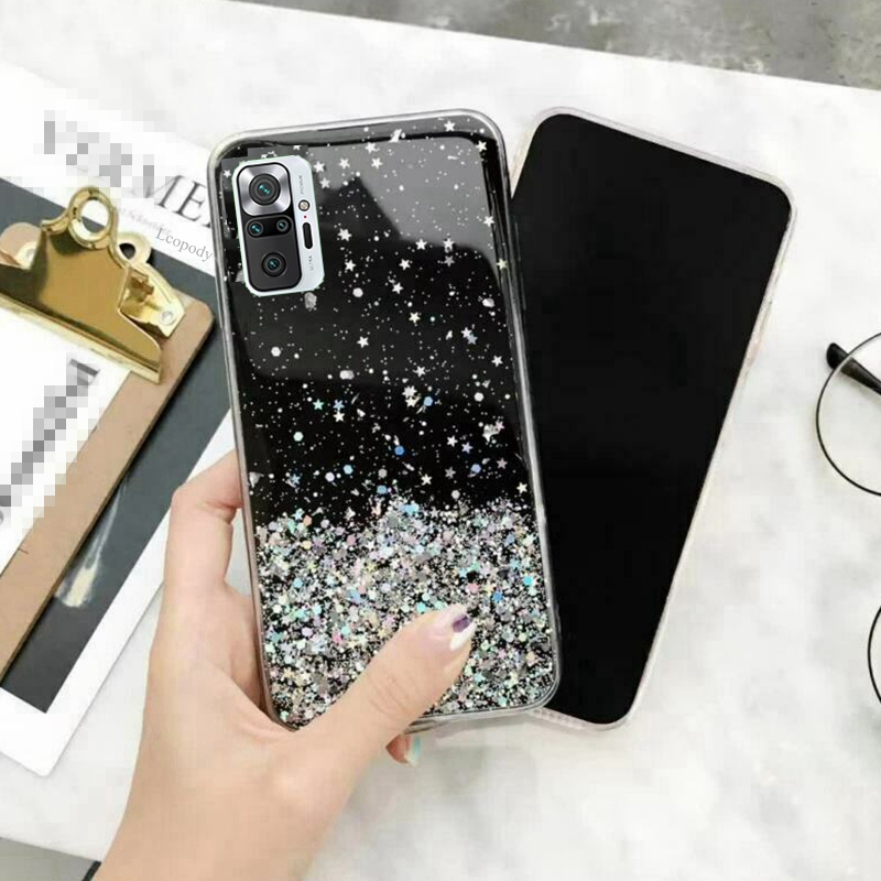 Ốp lưng mềm phối kim tuyến cho Xiaomi Mi Redmi Note 10 Poco F3 X3 Pro