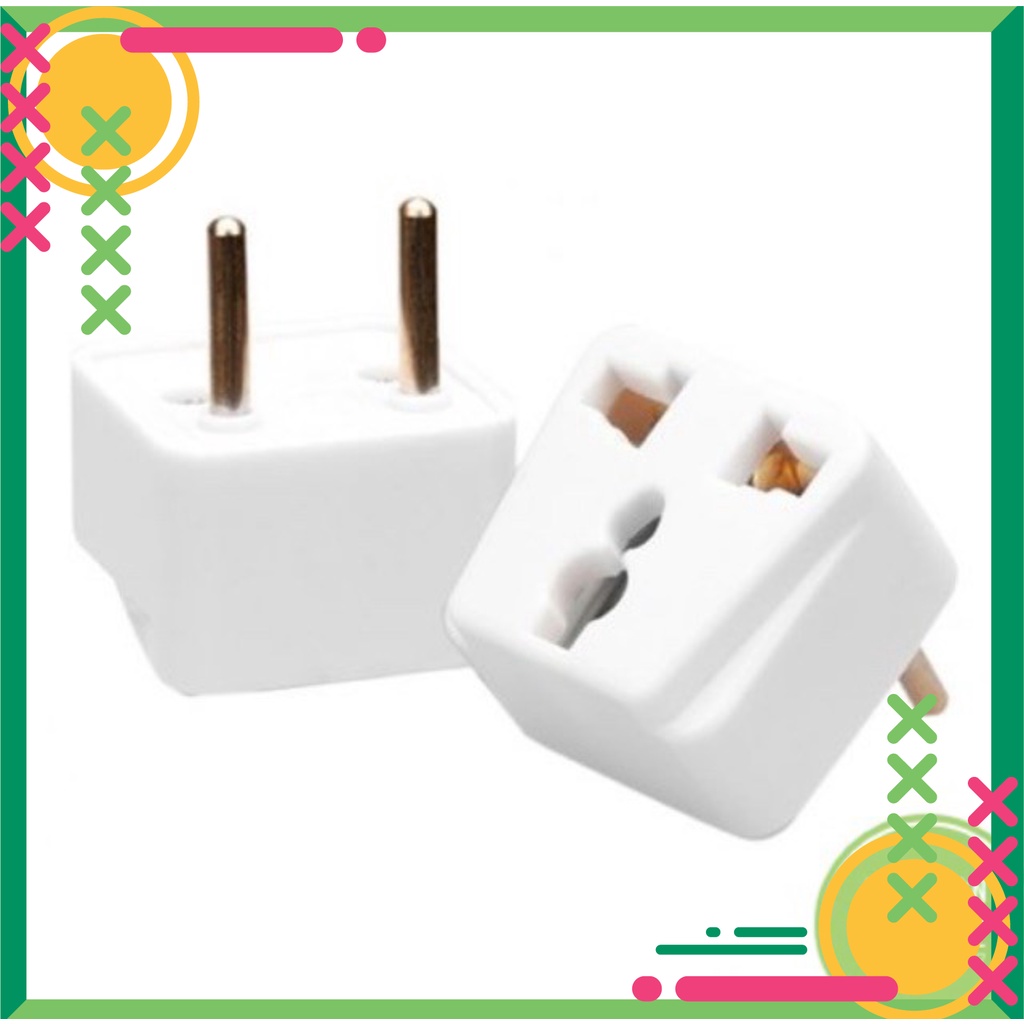 Phích cắm điện Vinakip chuyển đổi ổ 3 chấu thành 2 chấu - chuyển đổi sạc 3 chân - đầu nối ổ cắm 3 cực đa năng 10A 250V c