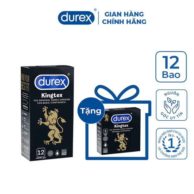 Bộ 1 Hộp Bao Cao Su Durex Kingtex (12 Cái/Hộ)p + 1 Hộp Bao Cao Su Kingtex (3 Cái/Hộp)