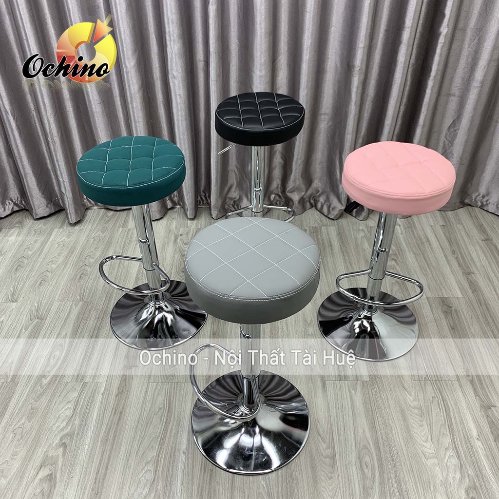 Ghế Makeup, Ghế Bar Mặt Tròn Múi Bằng Da Cao Cấp Điều chỉnh độ cao từ 60-80cm (Đủ Màu)