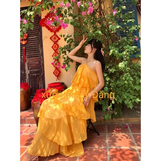 ( Hình shop tự chụp) đầm vai xích siêu xinh,đầm dạ hội cổ yếm