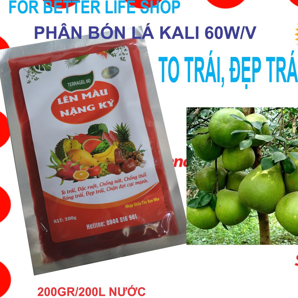 Phân Bón Lá KALI 60 Lên Màu, Nặng Ký gói 200gr
