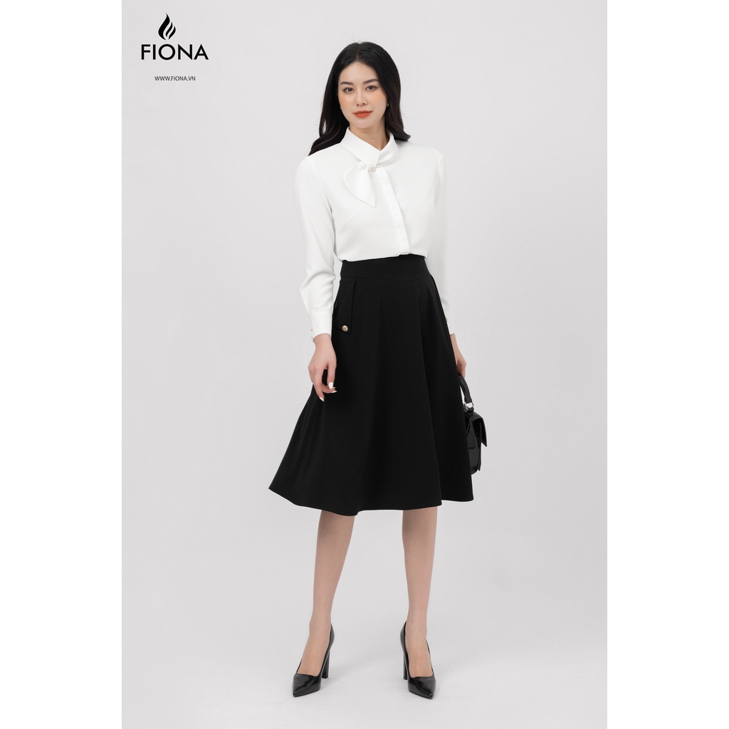 Chân váy xòe, chân váy công sở thiết kế nắp túi đính cúc trang trí FIONA F251701