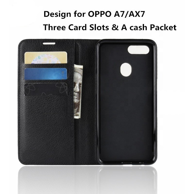 Bao da Oppo A7 / A5s nắp gập dạng ví O+ cao cấp chính hãng