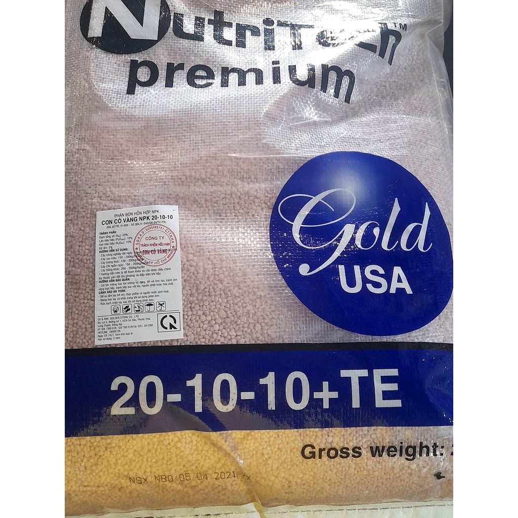 Phân bón NPK 20-10-10+TE NutriTech (1 kg) dùng cho những rau ăn lá và cây có múi như cam, chanh..