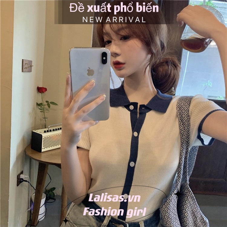 [ Mã 11FASHIONSALE1 giảm 10K đơn 50K ] Áo Dệt Kim Tay Ngắn Cổ Polo Phong Cách Thời Trang Hàn Quốc Cho Nữ | BigBuy360 - bigbuy360.vn