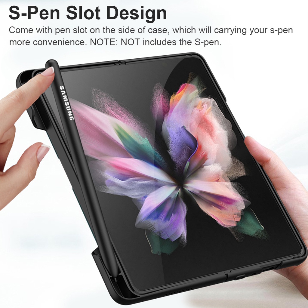 Ốp Điện Thoại Siêu Nhẹ Có Giá Đỡ Kim Loại Từ Tính Cho Samsung Galaxy Z Fold 3 Z Fold3
