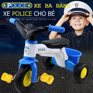 Xe đạp ba bánh Police có giỏ phía đuôi xe cho bé
