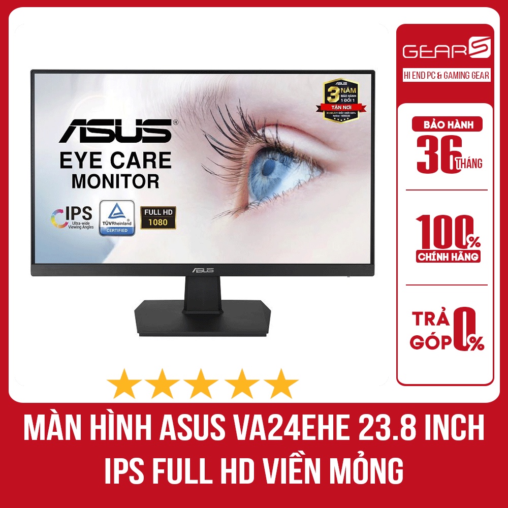 Màn hình ASUS VA24EHE (23.8 inch/FHD/IPS/250cd/m²/HDMI+D-Sub+DVI-D/75Hz) - Bảo hành chính hãng 36 Tháng