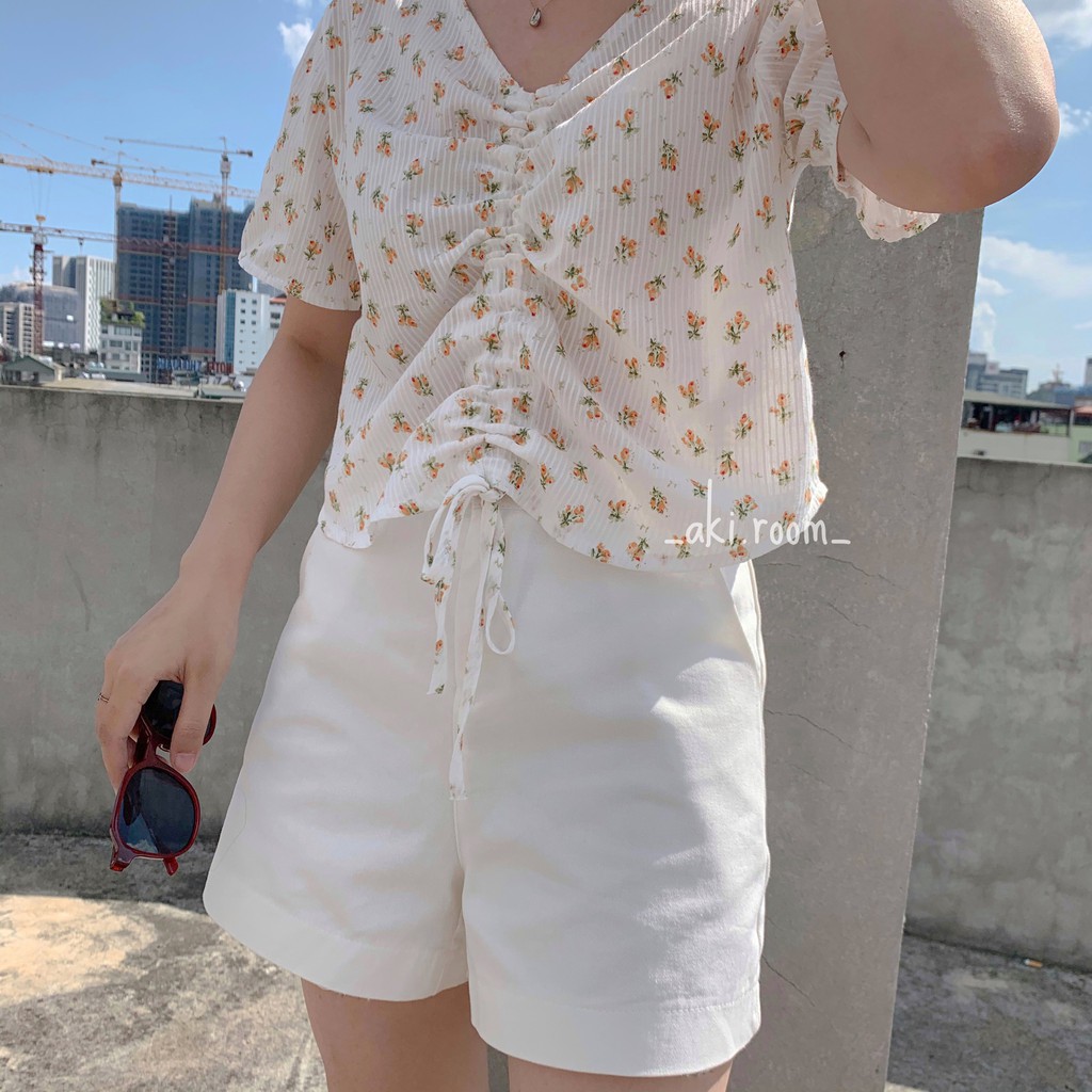 Quần shorts thô basic cạp phẳng Jojo