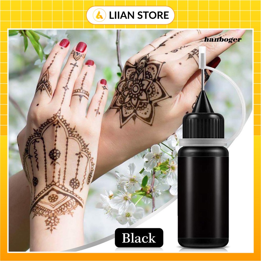 Mực xăm tạm thời chống nước 15 ngày màu xanh đen (TẶNG KÈM 10 khuôn xăm ngẫu nhiên) - LIIAN
