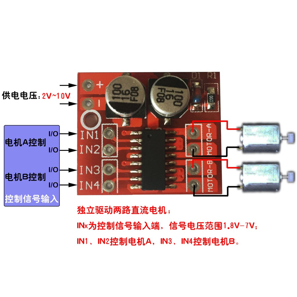 2 mô-đun truyền động động cơ DC tiến và lùi điều chỉnh tốc độ PWM, động cơ bước cầu H kép thắng mini L298N