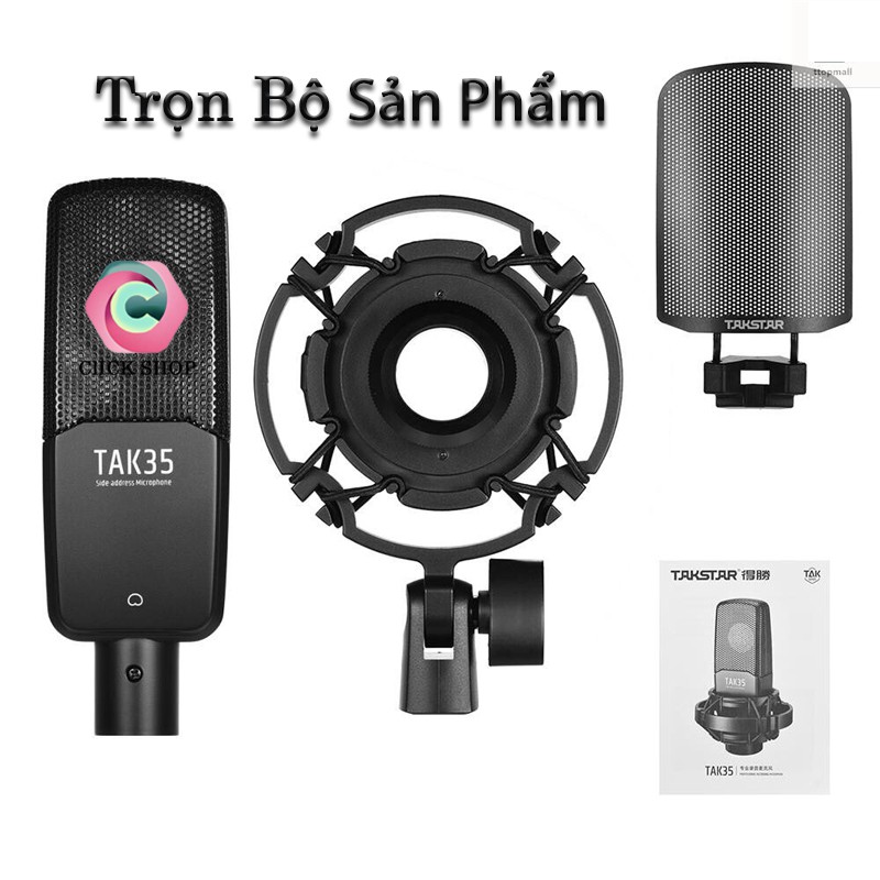 Combo mic thu âm Takstar TAK35 sound card upod icon pro dây livestream MA2 chân đế dây mic