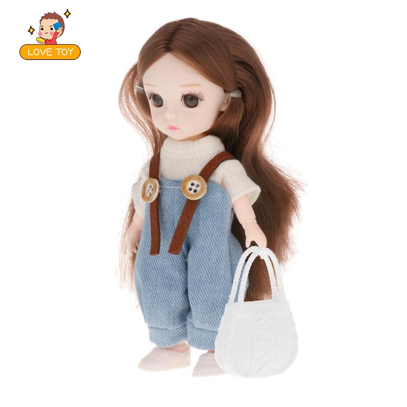 [whgirl]Fashion 13 Flexible Ball Jointed ,1/8 BJD Doll with Clothes Shoes Long Hair,Dress up Accessor,Baby Doll Toy Gift