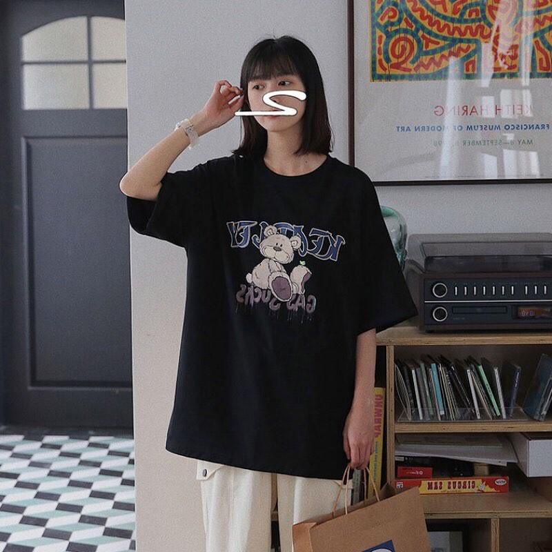 Áo thun tay lỡ form rộng - phông nam nữ cotton oversize - T shirt gấu Teddy a - 2N Unisex