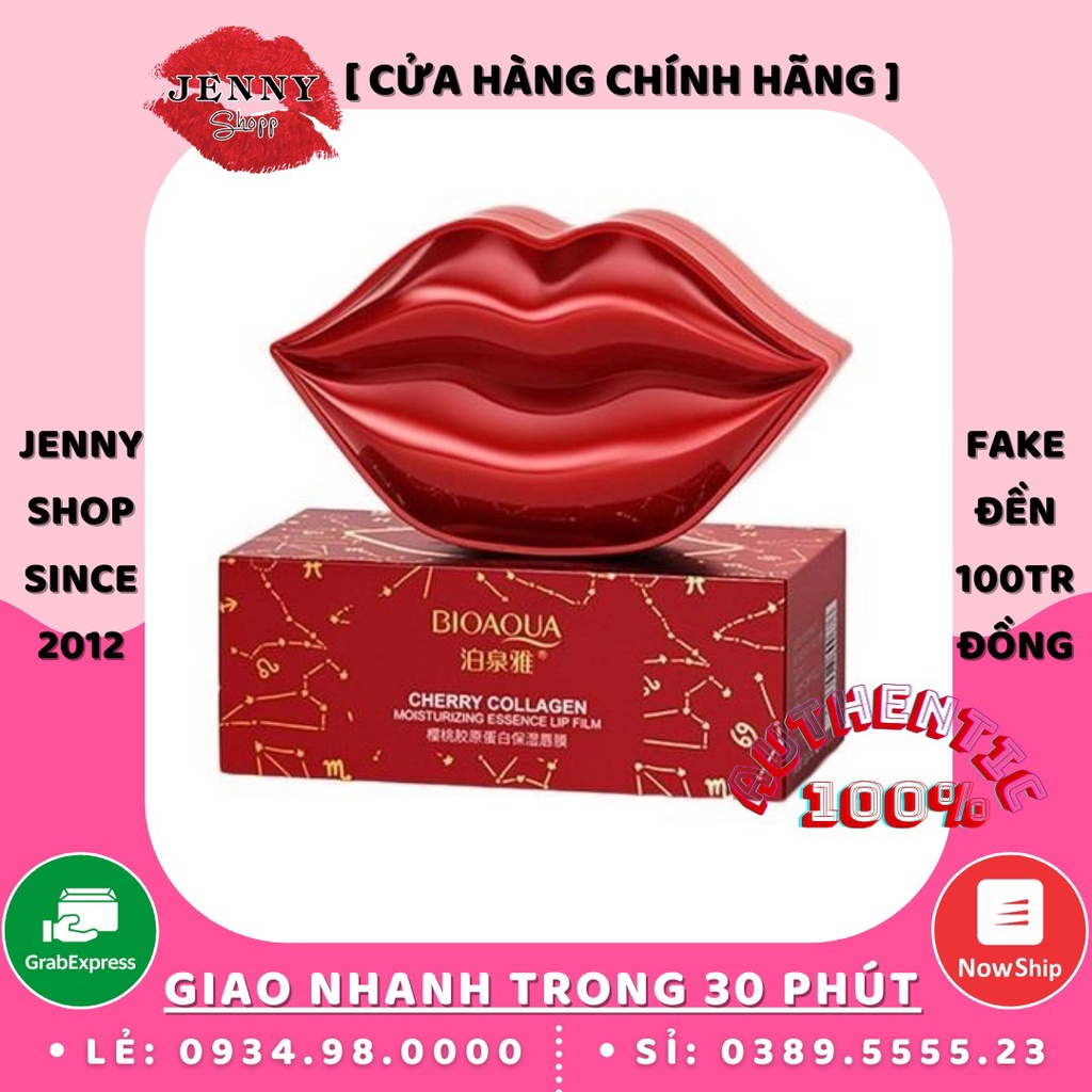 Mặt Nạ Môi Bioaqua Cherry Collagen Moisturizing Essence Lip Film Hộp 20 Miếng