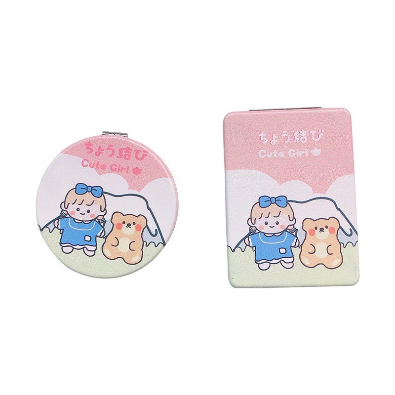 Gương Trang Điểm Gấp 2 Mặt Mini Bỏ Túi Hàn Quốc