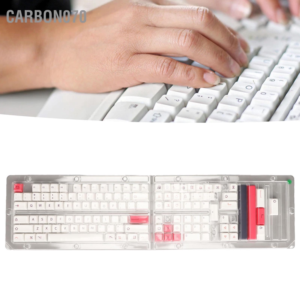 Carbon070 126 Phím Keycaps Màu hồng trắng Bàn phím PBT Nhiệt thăng hoa XDA Chiều cao DIY Tự làm cho cơ học Tiếng Anh