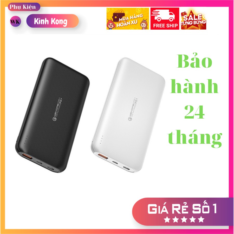 Sạc dự phòng 10000mah,có kèm sạc nhanh 18W,1 cổng usb ,1 cổng typeC,WP187