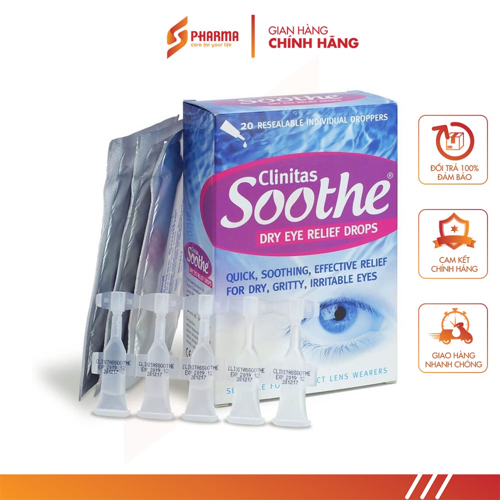 Dung dịch nhỏ Mắt Clinitas SOOTHE® 0.4 - Hộp 20 ống - ITALY