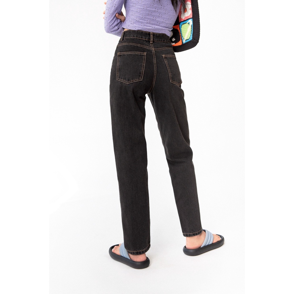 LIBÉ - Quần jeans dài màu đen dáng ôm có năm túi