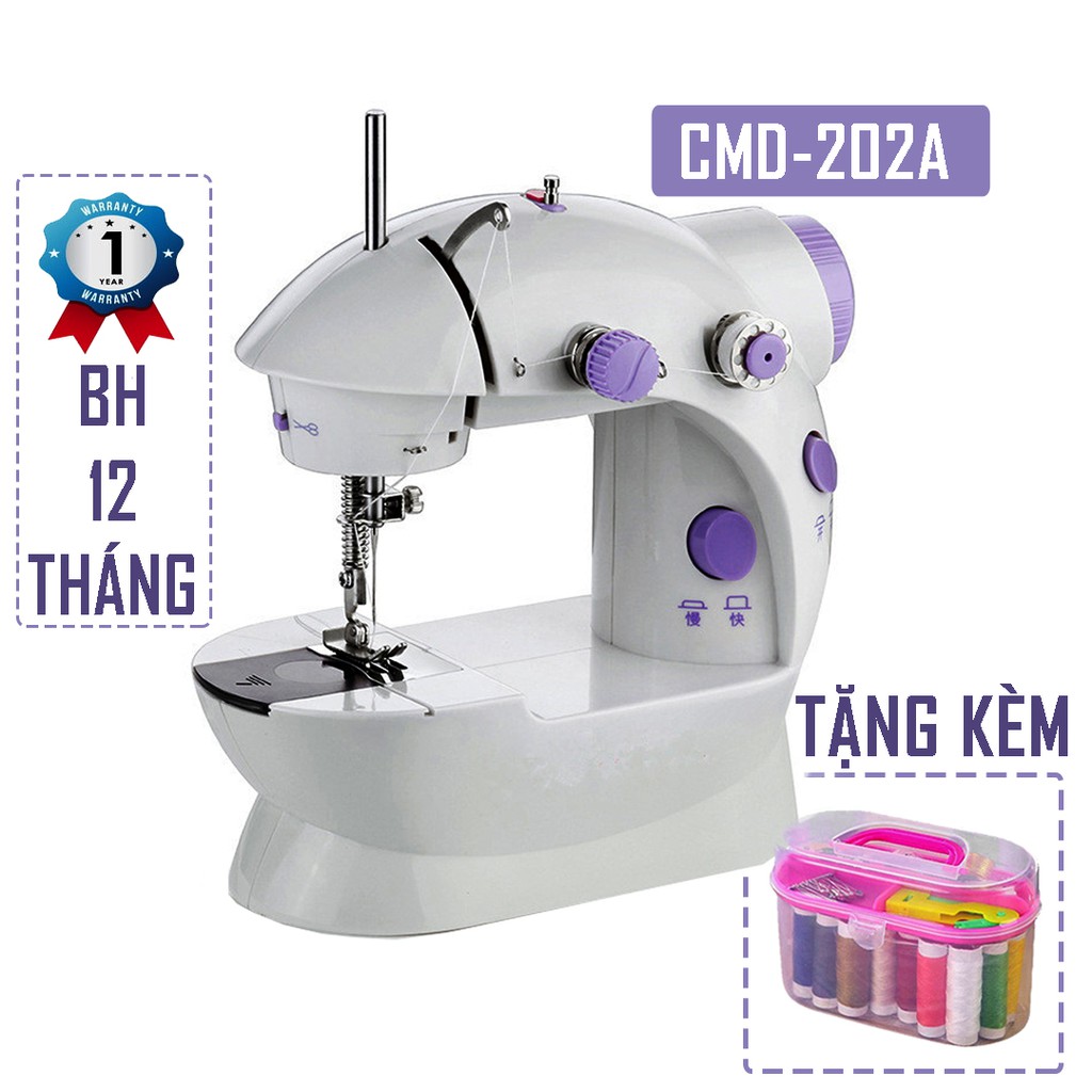 Máy Khâu Mini Gia Đình CMD-202A Tiện Dụng - Máy May Để Bàn + TẶNG KÈM HỘP KIM CHỈ 55 MÓN