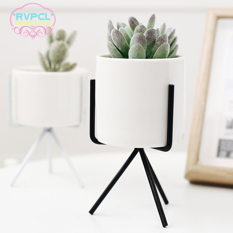 Chậu Hoa Bằng Gốm Sứ Màu Trắng Phong Cách Bắc Âu