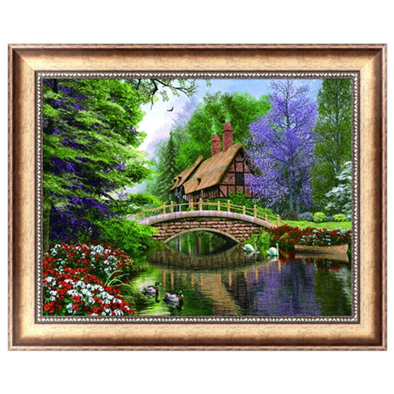 Bộ Tranh Đính Đá 5D Tự Làm Hình Cây Cầu Trang Trí Nhà Cửa