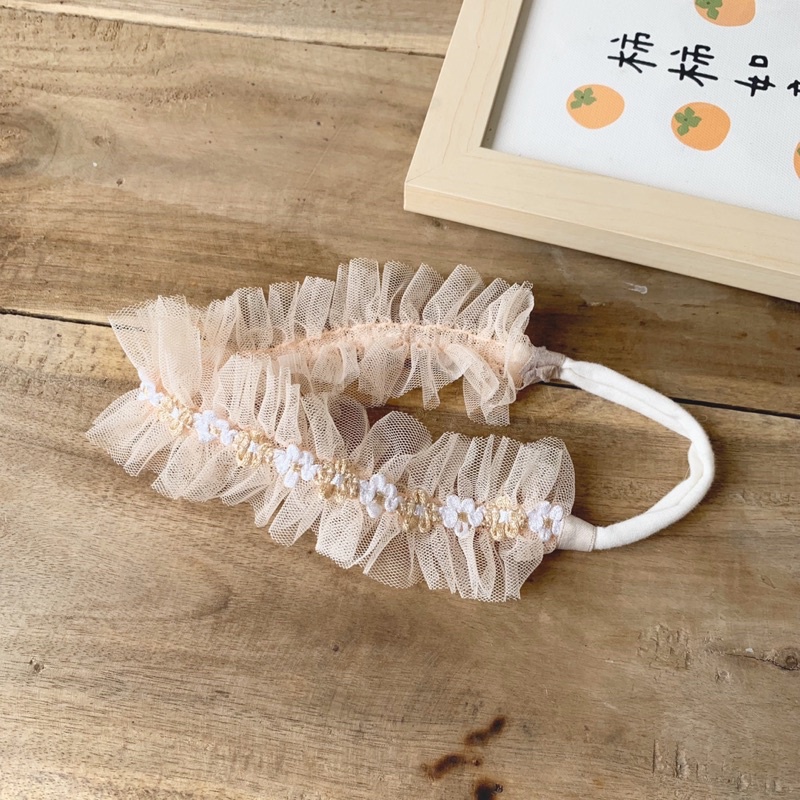 Turban hoa thêu mix voan mềm mại cho bé