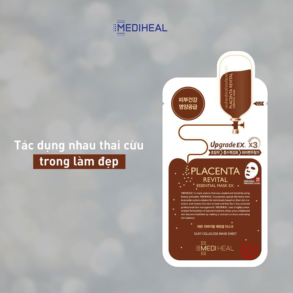 [CHÍNH HÃNG] Bộ 10 Gói Mặt Nạ Nhau Thai Cừu Mediheal Placenta Revital Essential Mask Ex 25ml x 10 gói