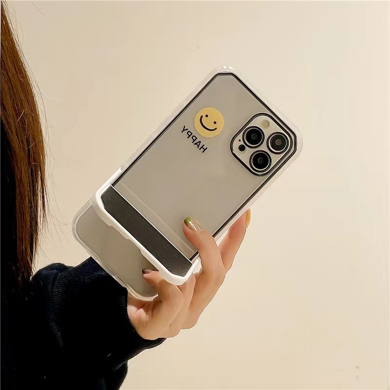 Ốp Điện Thoại Silicon TPU Mềm Có Giá Đỡ Hình Mặt Cười Dễ Thương Cho IPhone 13 12 11 Pro Max XS X XR 7 8 6S Plus SE 2020