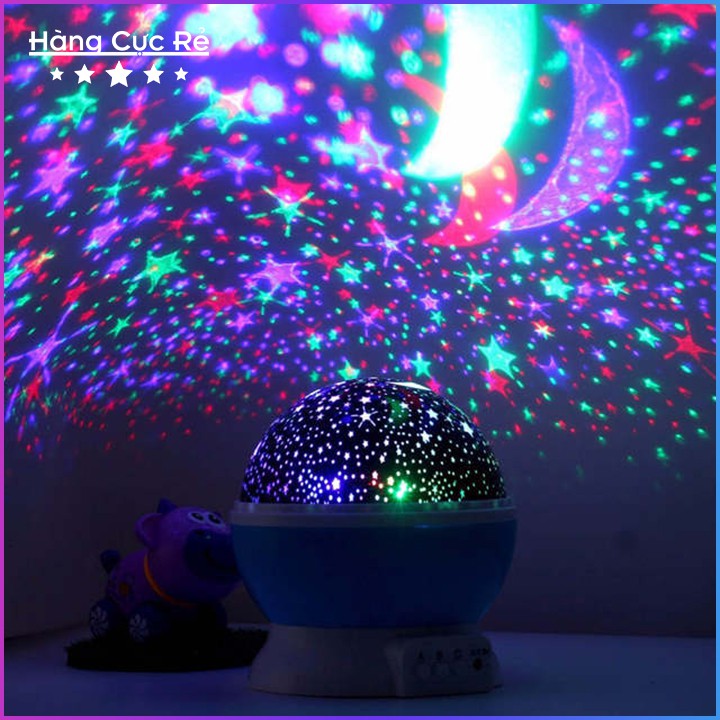 [Tặng Kèm Pin] Đèn ngủ chiếu sao trăng ⚡Freeship⚡ Đèn trang trí xoay 360 dễ thương cho bé - Shop Hàng Cực Rẻ
