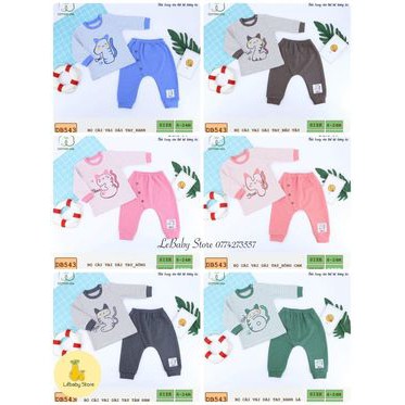 (3-24M) Bộ dài tay cài vai cotton mịn dày cho bé - DOKMA