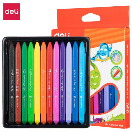 Màu Sáp Deli Color Emotion Plastic Crayon C200 (bộ 12m/18m/24m)