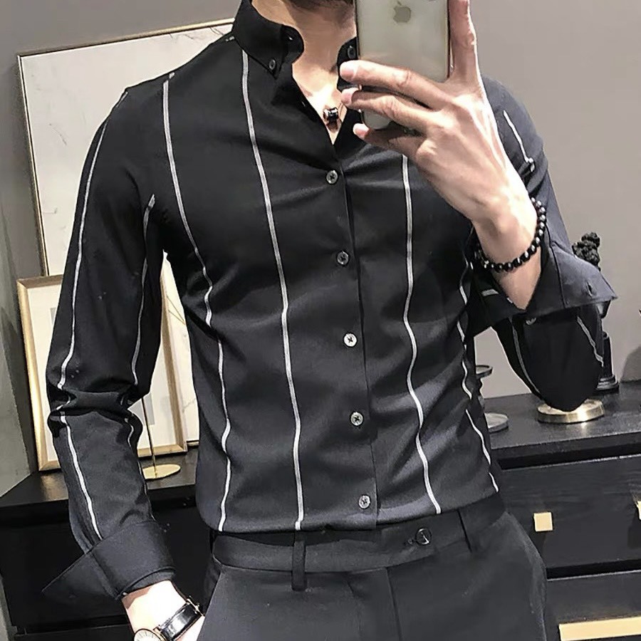 Áo sơ mi kẻ nam, Áo dài nam công sở chất lụa mịn - PANDO FASHION | BigBuy360 - bigbuy360.vn